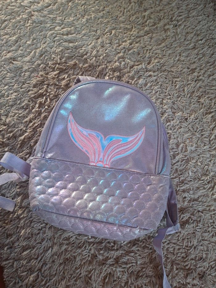 Cartable sac à dos fille sirène paillette violet reflet - photo numéro 2