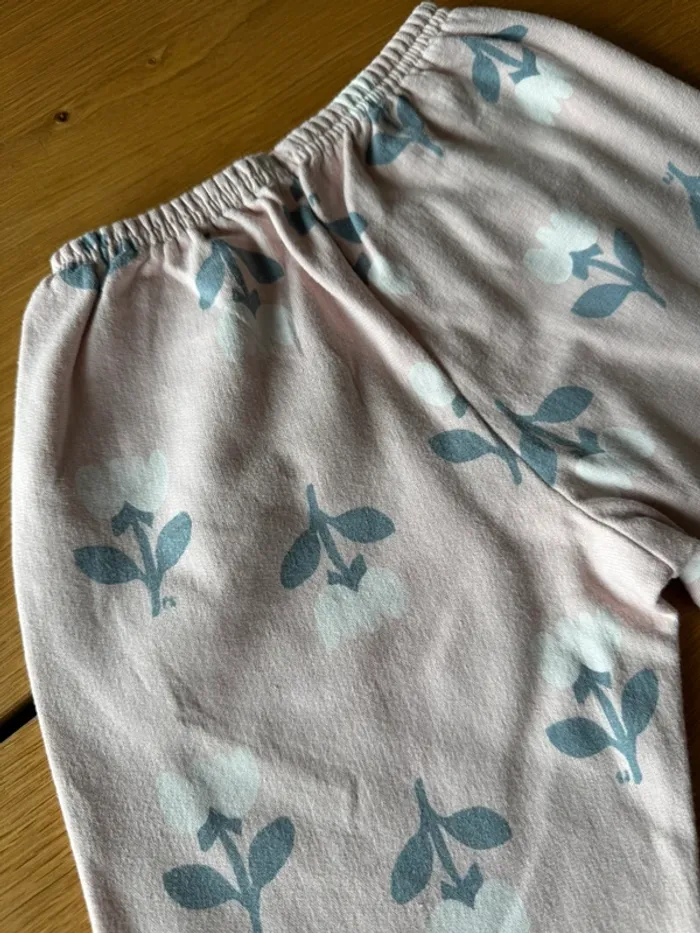 Pyjama 2 pièces ML en molleton rose pâle et fleurs grises/blanches - Taille 4 Ans - photo numéro 14