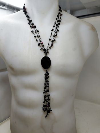 Superbe collier sautoir élégant en onyx
