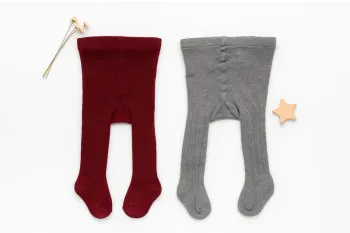 Lot 2 collants Fille bébé 9 mois gris et bordeaux