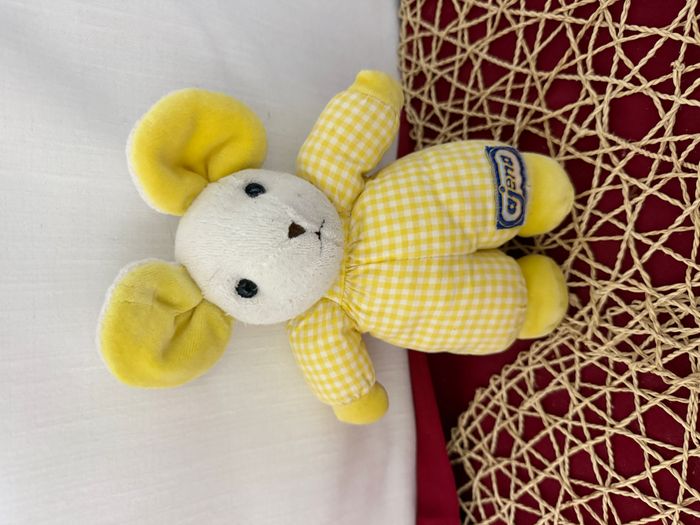 Doudou Souris jaune carreaux AJENA - photo numéro 4
