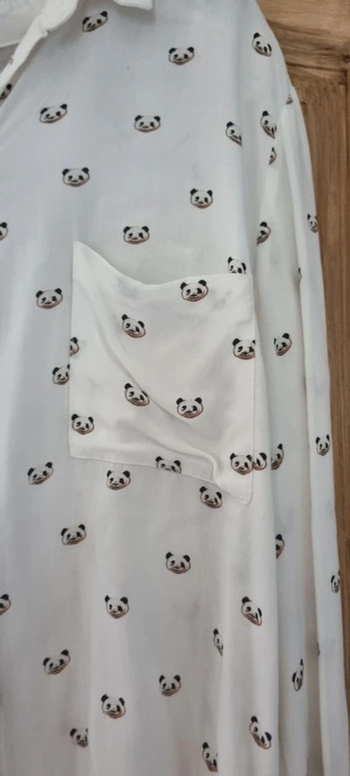 Chemise blanche avec petits pandas - Bershka - photo numéro 4