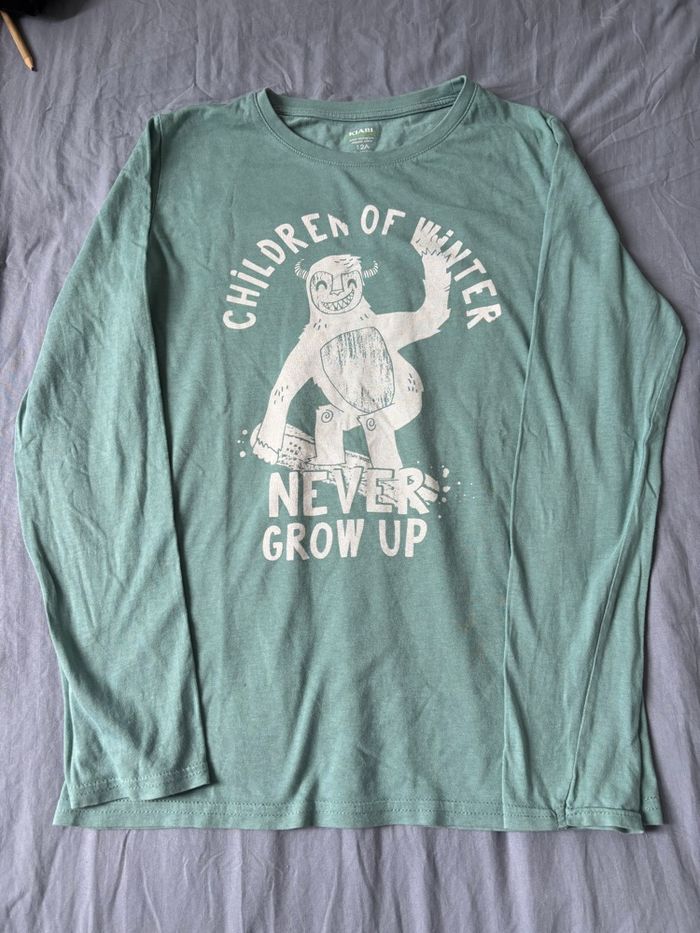 tshirt manches longues garçon 12 ans vert kiabi