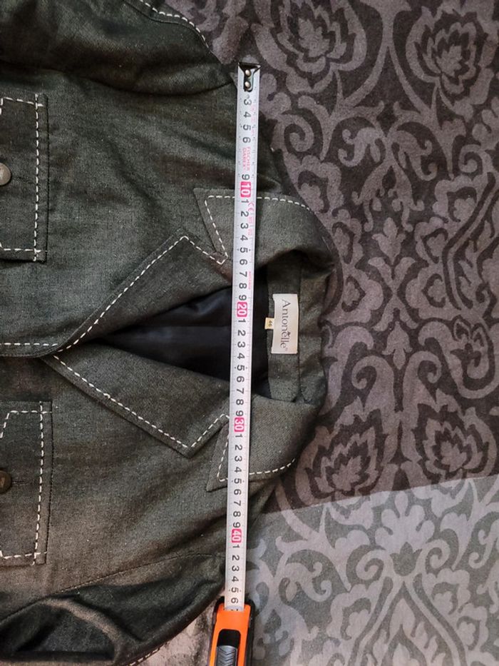 Blazer en lin, gris sur piqûre blanche - photo numéro 5