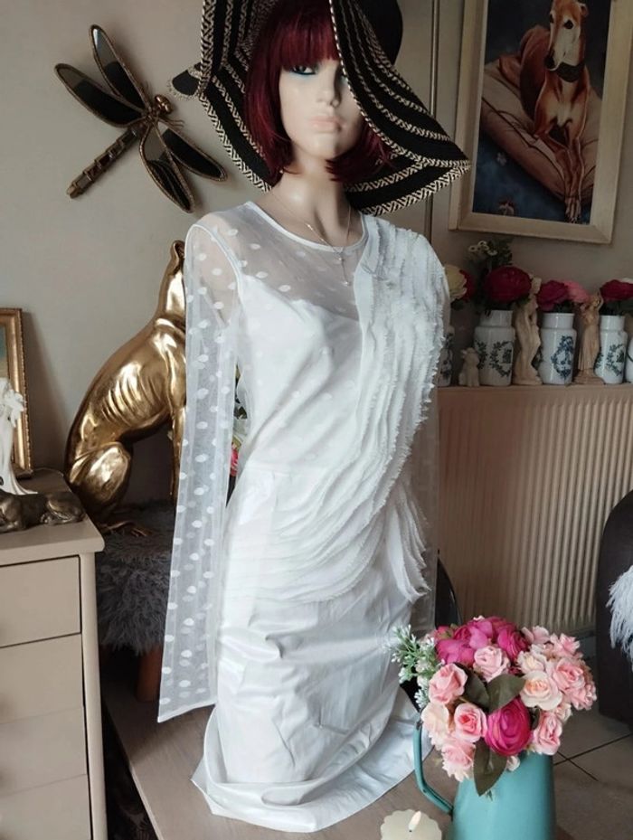 🌿Robe Satinée Dentelle Plumetis & Froufrous I'cona T34/36🌿 - photo numéro 20