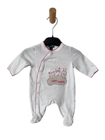 Pyjama coton blanc et rose “Happy doudou” - Kiabi naissance