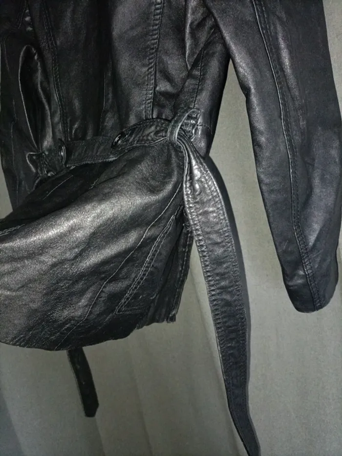 Veste saharienne en cuir véritable - photo numéro 6