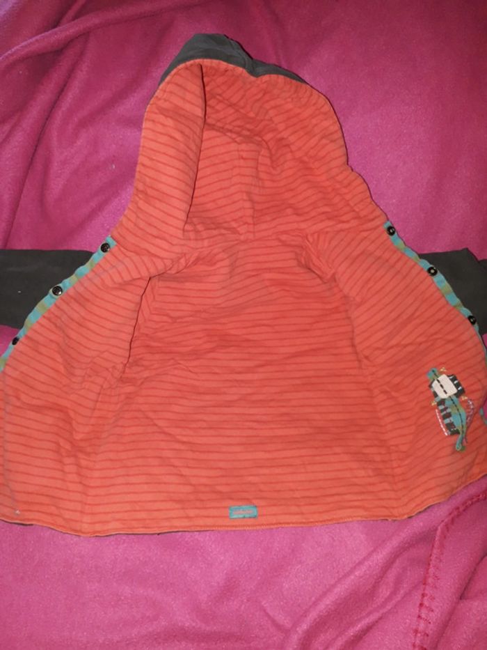 Catimini veste gilet réversible kaki orange taille 9 mois - photo numéro 3