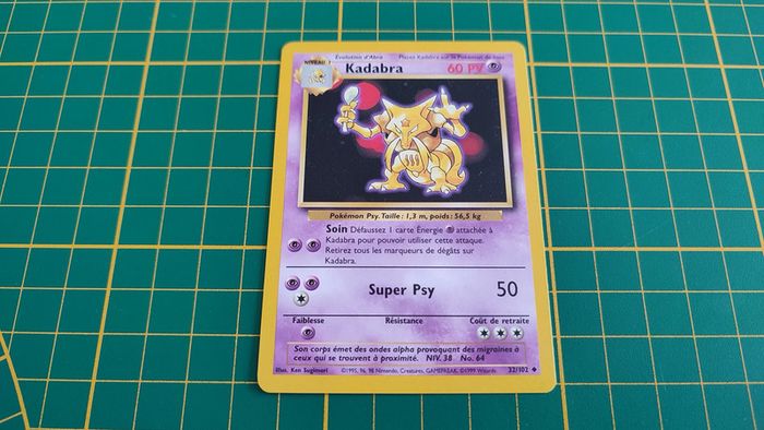32/102 Carte Pokémon Kadabra peu commune Wizards set de base #C60