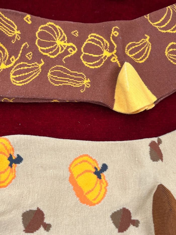 Lot de 3 paires de chaussettes automnales - ambiance citrouilles & forêt enchantée - photo numéro 2