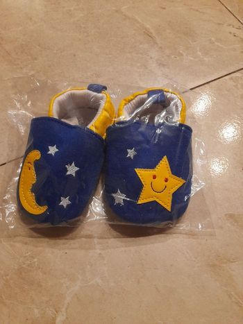 Chausson bébé cuir 0-6 mois lune-étoile