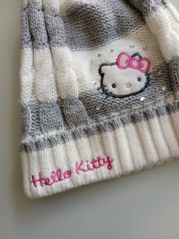 Bonnet hello Kitty pompon avec noeud - photo numéro 3