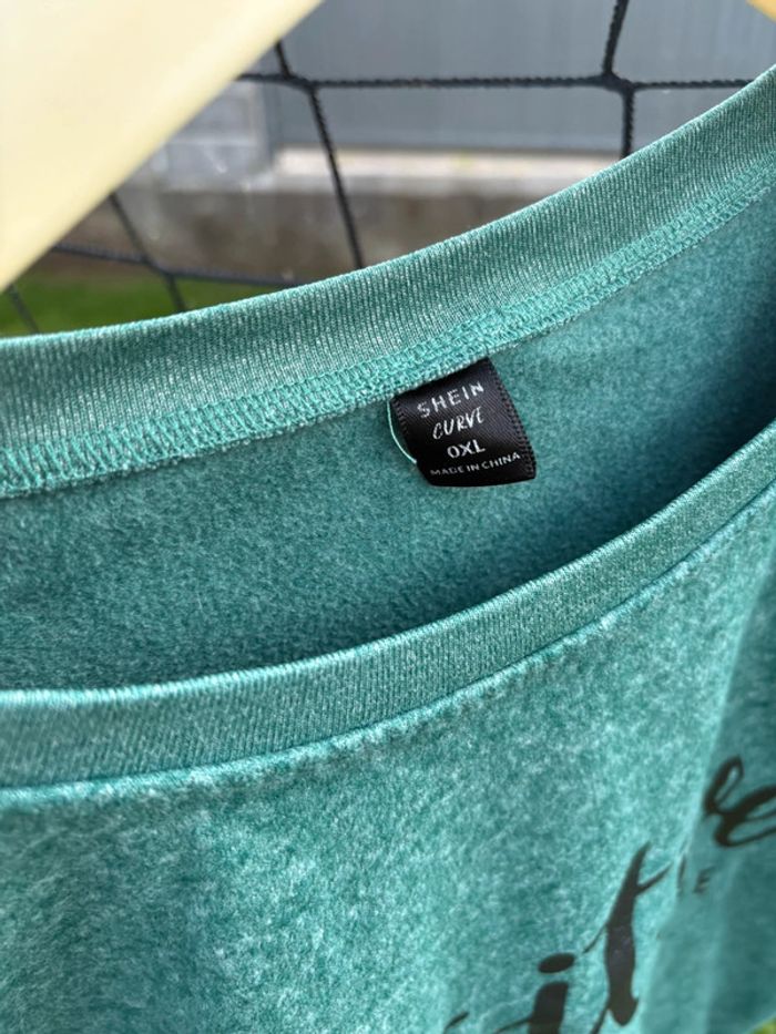 Sweatshirt Shein Curve Vert Imprimé "Positive Mind Vibes Life" - Taille 0XL - photo numéro 3