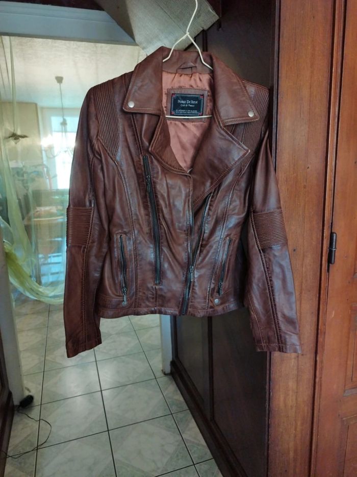 Veste blouson marron vrai cuir Peaux De Rêve XL/42