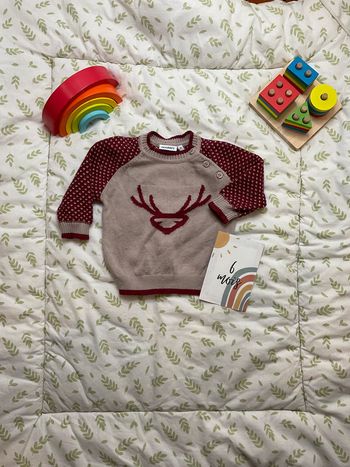 pull en laine beige et bordeaux 6 mois noukie's