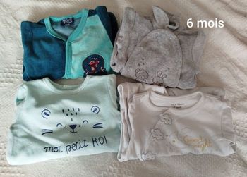 Lot dors bien 6 mois velours et coton