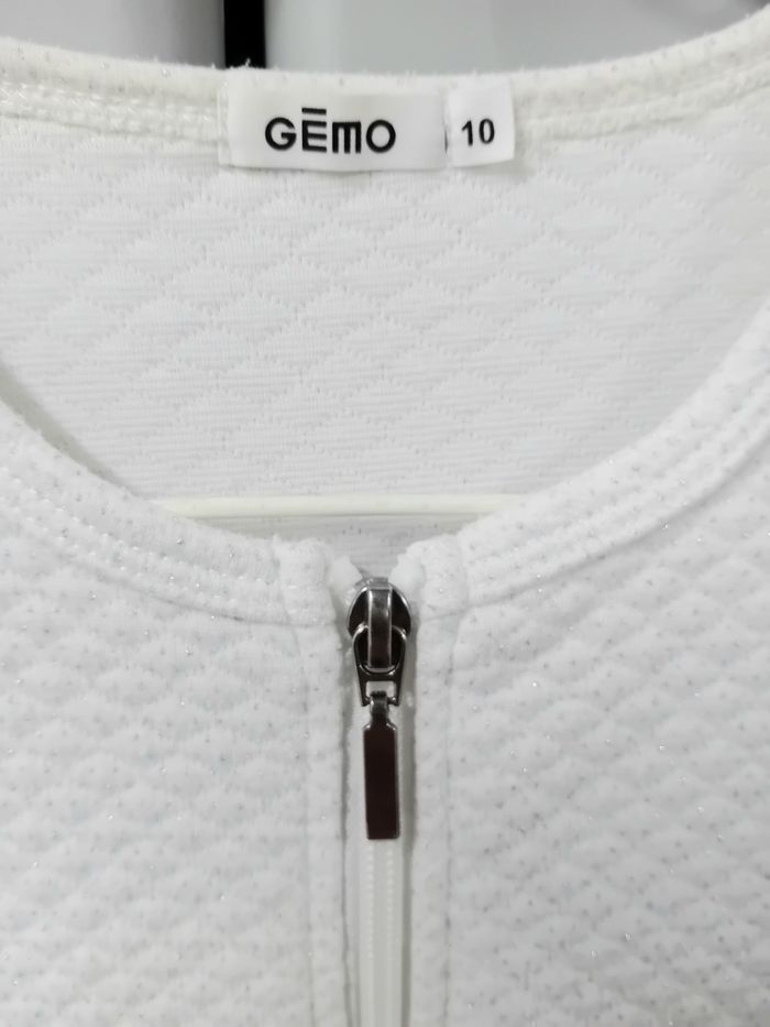 Cardigan zippé  blanc/argenté GEMO 10ans - photo numéro 3