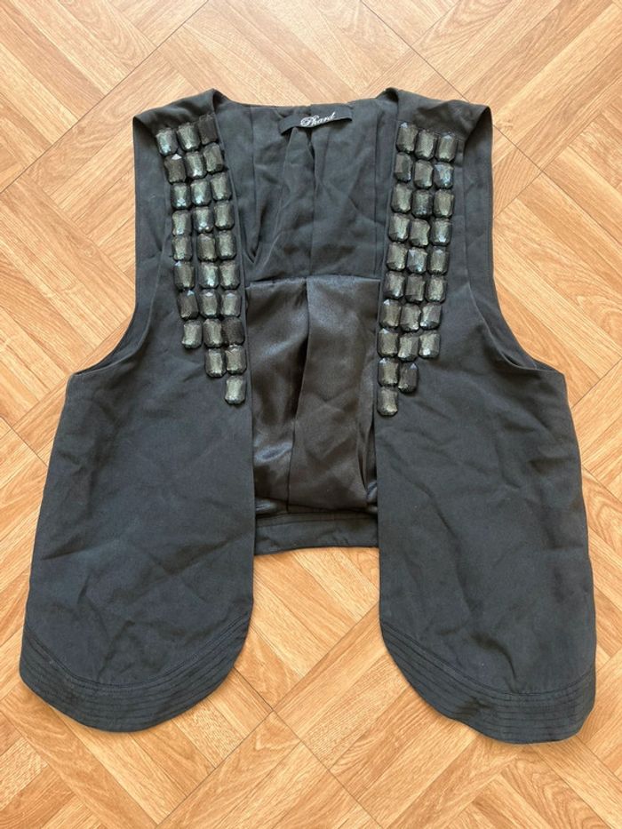 Veste sans manches noire coton & soie vintage Phard