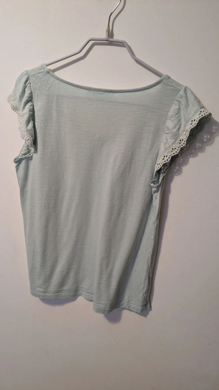 T shirt vert d'eau bleu pâle Promod - photo numéro 5