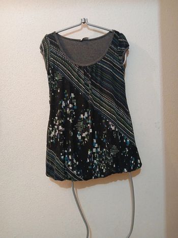 Blouse manches courtes vert /gris " Cache cache " taille 2