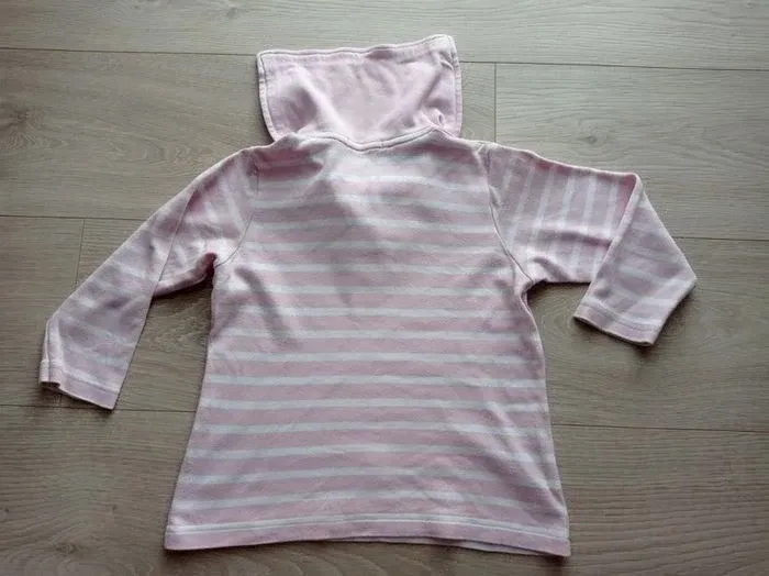 Sweat marinière rose et blanc Les petits coeurs à la mer 4 ans - photo numéro 3