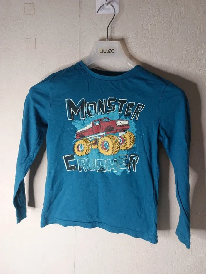 Tee-shirt manche longue bleu "Kiabi" - photo numéro 2