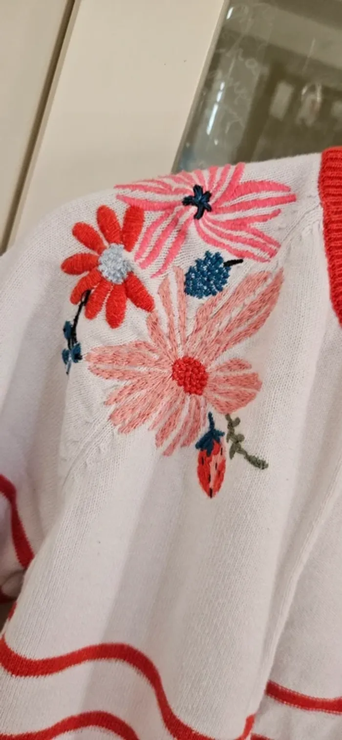 Cardigan rayé blanc et rouge Catimini - photo numéro 2