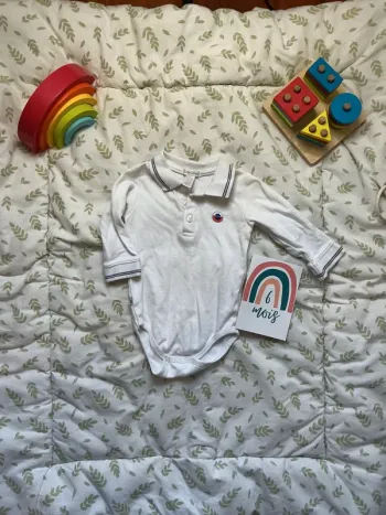 body polo manches longues blanc 6 mois obaibi