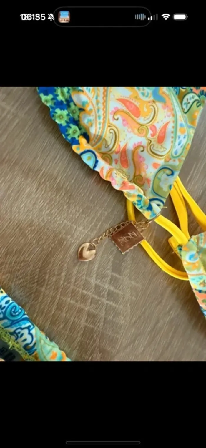 Bikini femme tendance Grece jaune et bleu - photo numéro 4