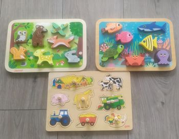 Lot de 3 puzzles en bois – Janod & Goki