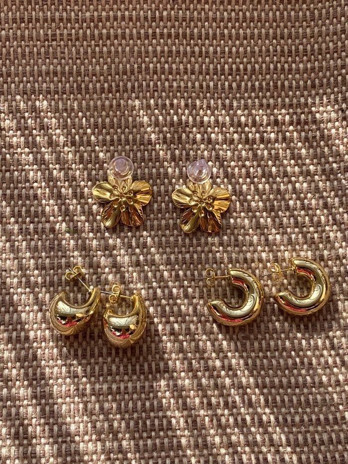 Paires de boucles d’oreilles ( 3 ) en acier inoxydable le - photo numéro 4