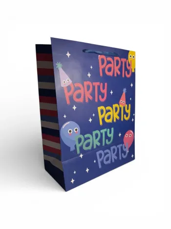 Sac cadeau « Fête » bleu motif ballons 33 x 26,5 x 14 cm neuf