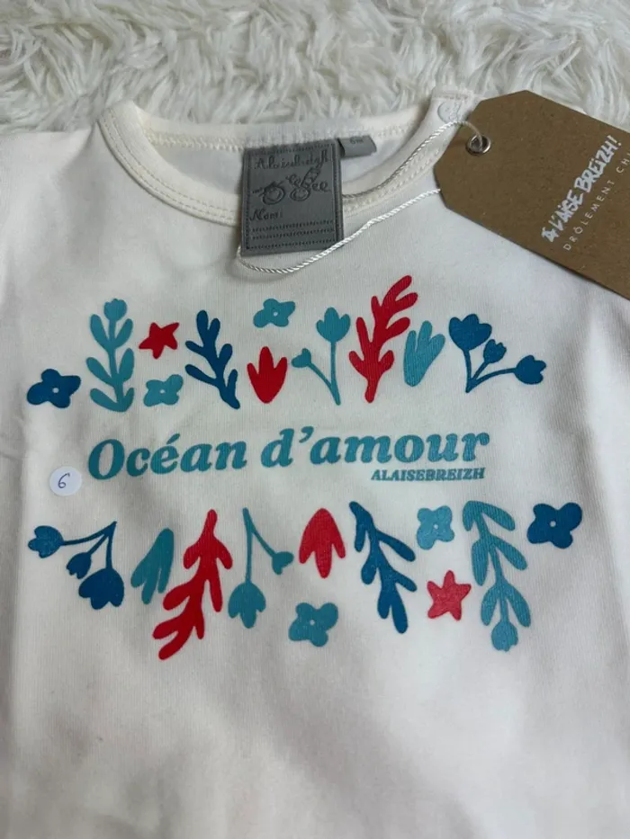 T-shirt océan d’amour à l’aise Breizh taille 6 mois - photo numéro 2