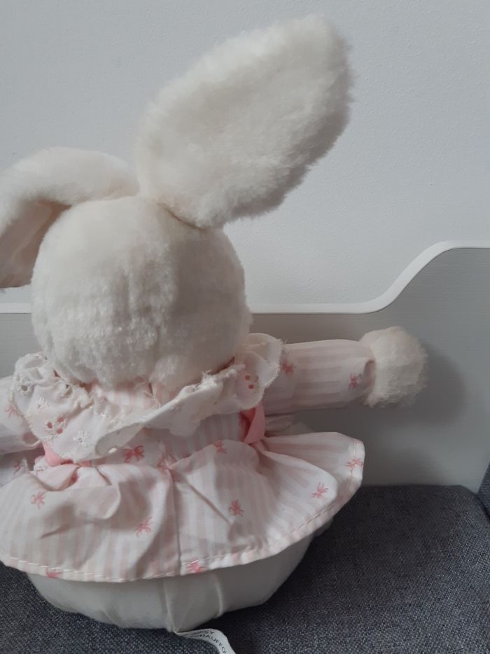 Peluche Lapin 🐰 blanc et rose vintage Gipsy - photo numéro 7