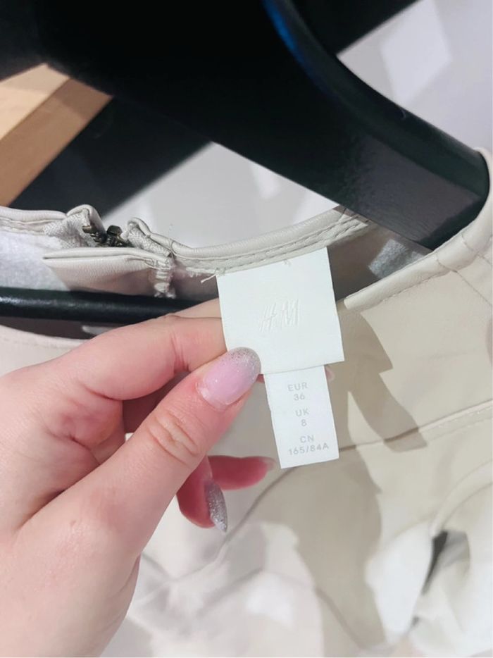 Robe similicuir cuir crème blanche écru H&sam 36 S - photo numéro 4