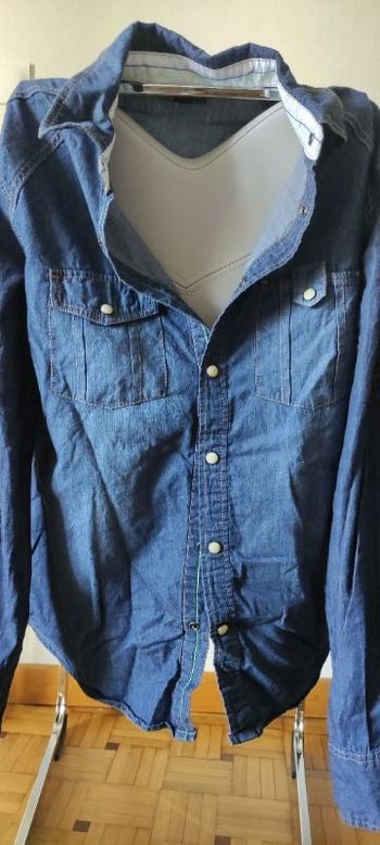 Chemise jean bouton blanc