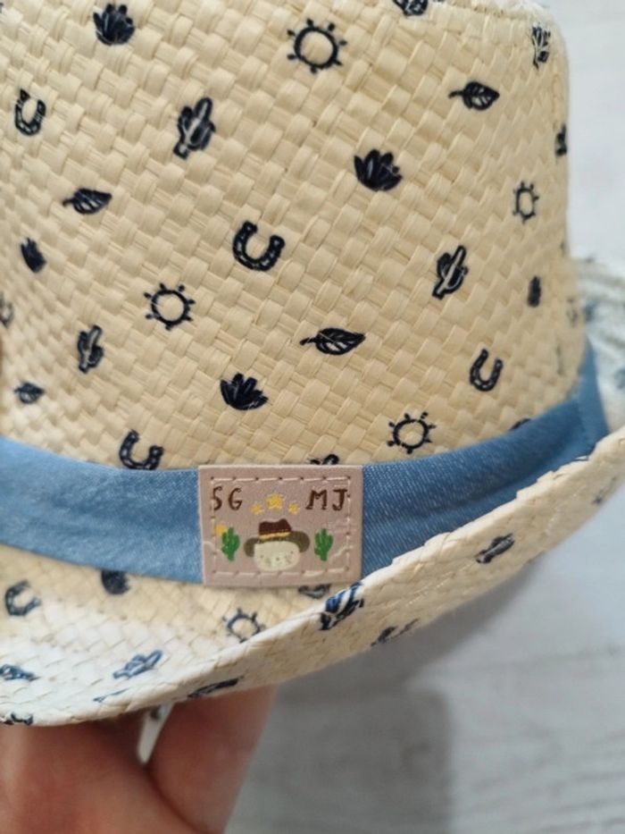 Trés joli chapeau de paille Sergent Major taille 2 / 6-9 mois (45cm) - photo numéro 3