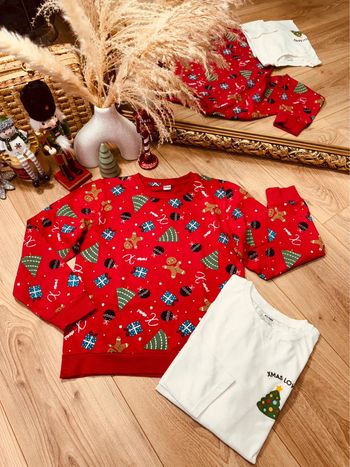 Taille 10 ans pull sweat-shirt et teeshirt Noël garçon Kiabi blanc rouge * sapin pain d’épices * 🎄