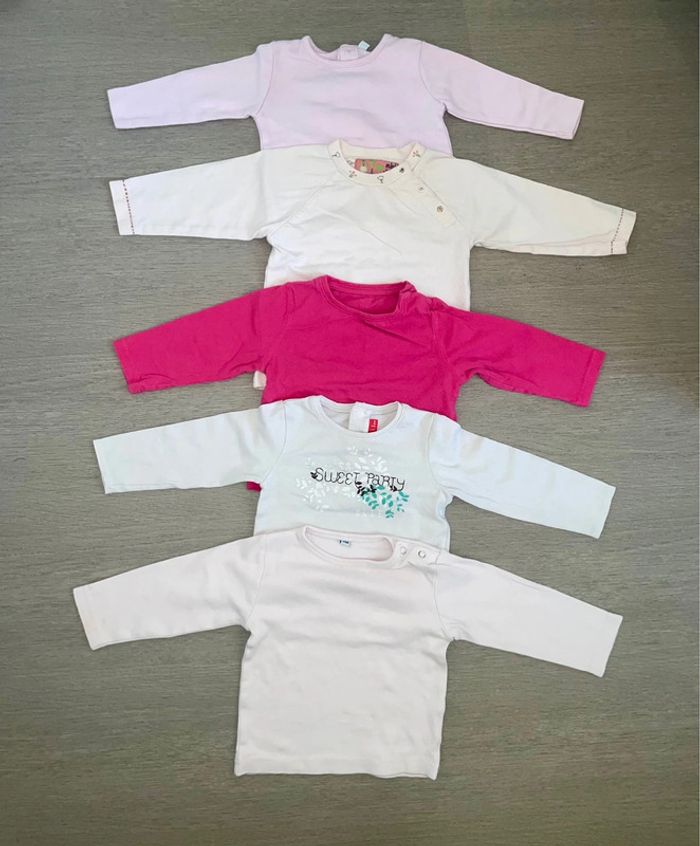 Lot 5 hauts manches longues 12 mois