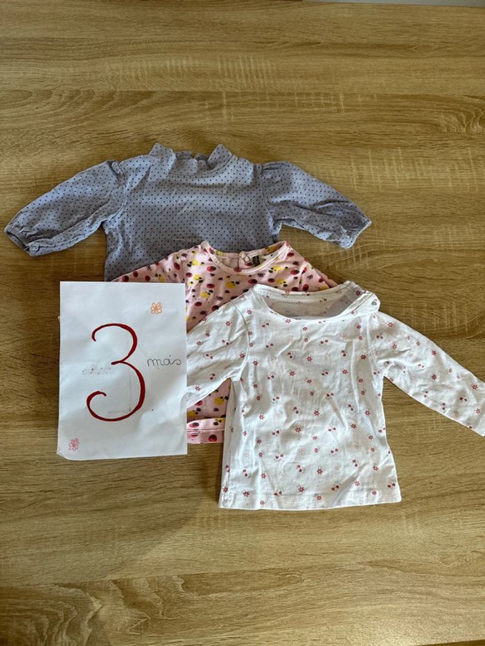 Lot 3 haut manche longues bébé fille - photo numéro 5