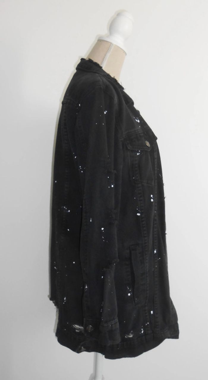 Veste en jean longue rock noir - photo numéro 2