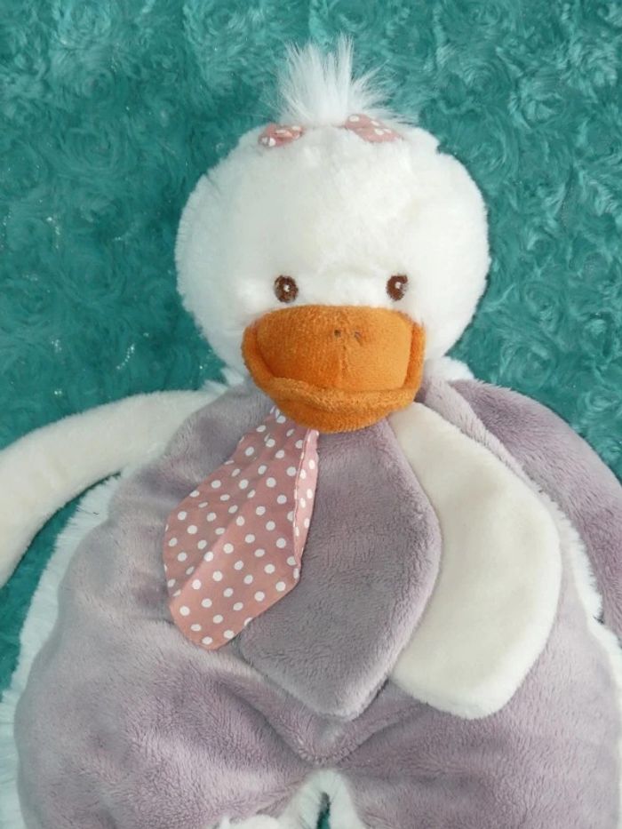 Doudou plat canard blanc violet Bokowski 🐥tbe - photo numéro 2