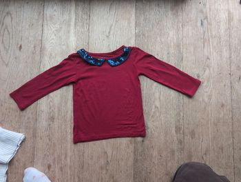 Tee shirt manches longues rouge  3 ans col sequin