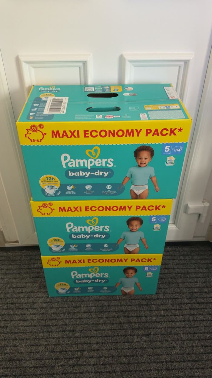 Couches Pampers Maxi Pack Baby Dry Taille 5 Lot x3
