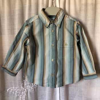 Chemise rayures bleues beige 18 mois Obaibi