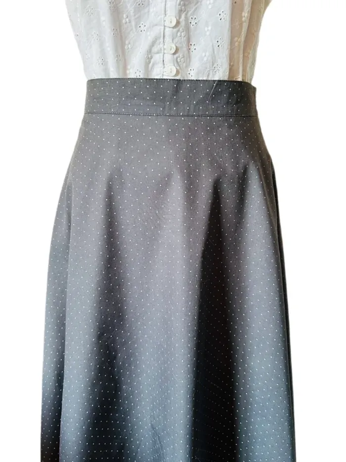 🩶🌸Jupe longue à pois bohème coton gris M/38 cottagecore Oktoberfest Berwin&Wolff polka dots skirt🌸🩶 - photo numéro 8