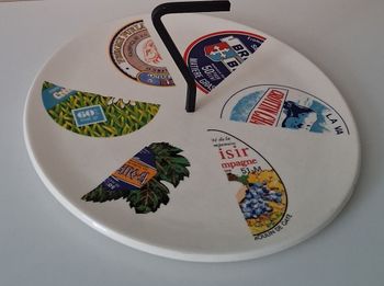 Plateau de fromage en faïence vintage