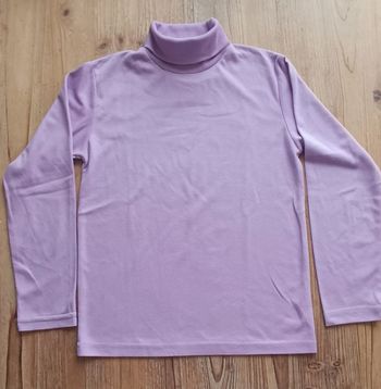 Pull lilas col roulé fille 10 ans