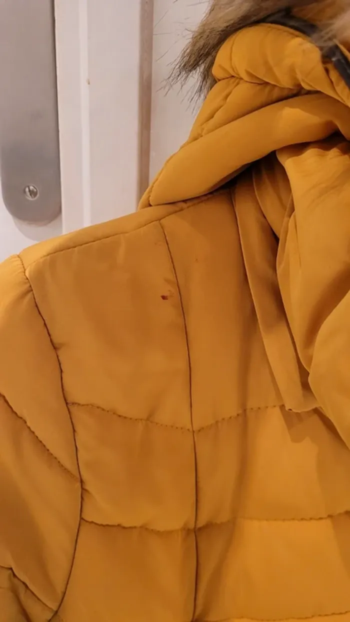 Blouson Doudoune moutarde capuche amovible - photo numéro 7