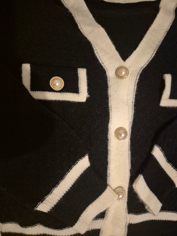 Cardigan Noir & Blanc créme - photo numéro 3